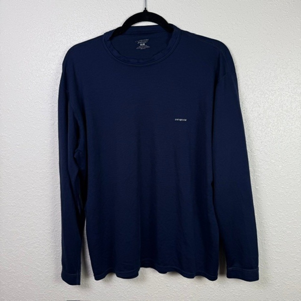 Patagonia Capilene Baselayer Long Sleeve Shirt Vintage Crew Neck Blue Large